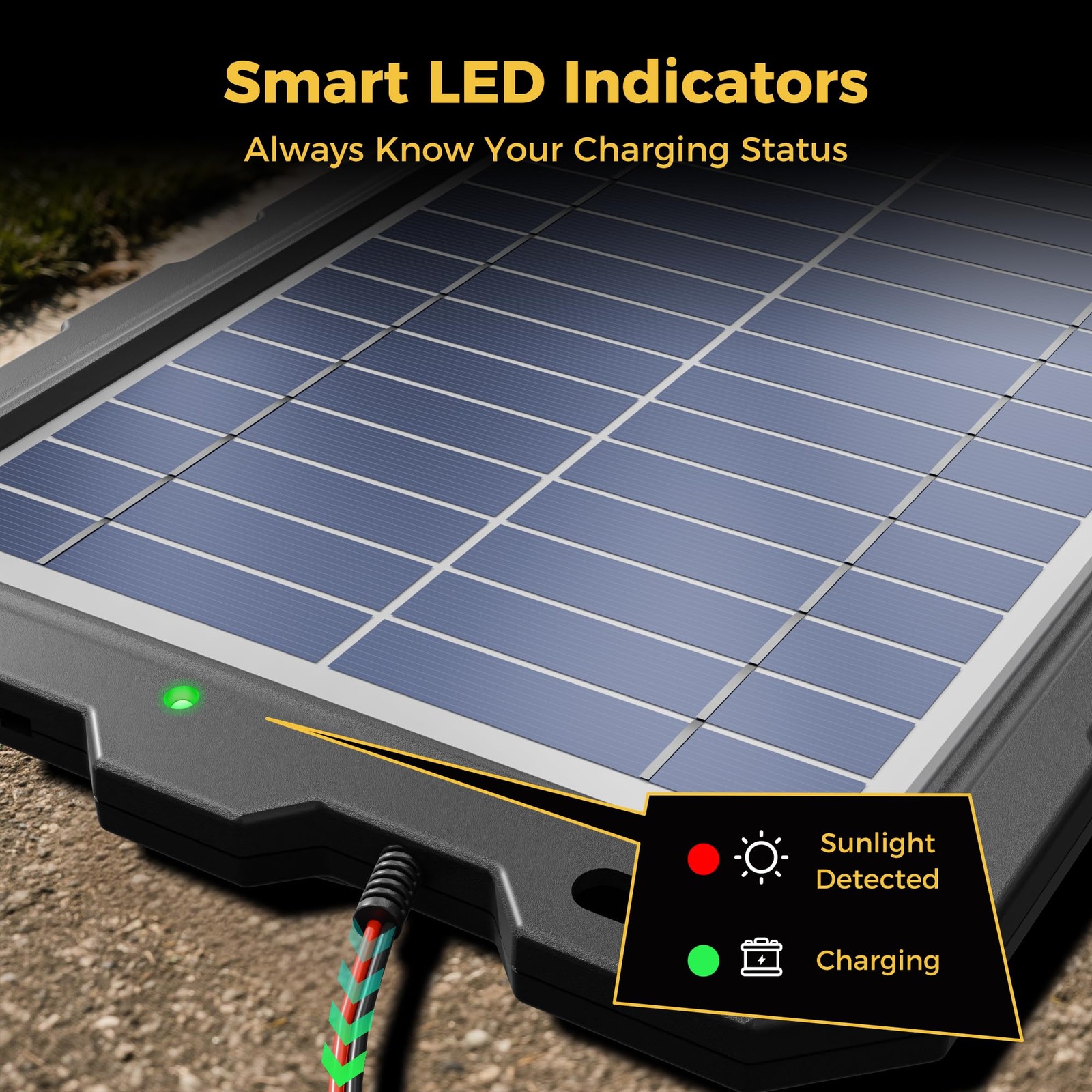 SUNAPEX 8W 12V Solar Battery Charge Maintainer – Solar Trickle Charger for Car