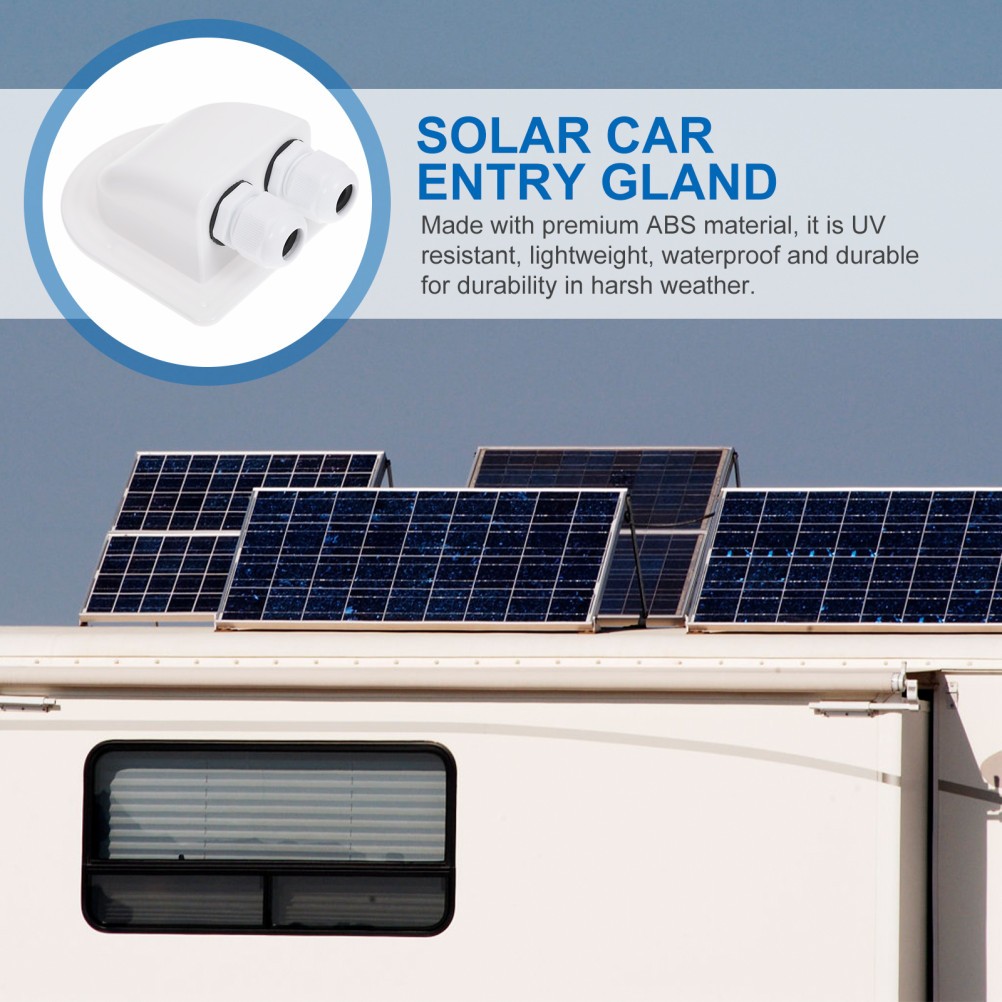 1 Pack Reusable Solar Cable Entry Gland Dual Hole White ABS for Camper Wiring