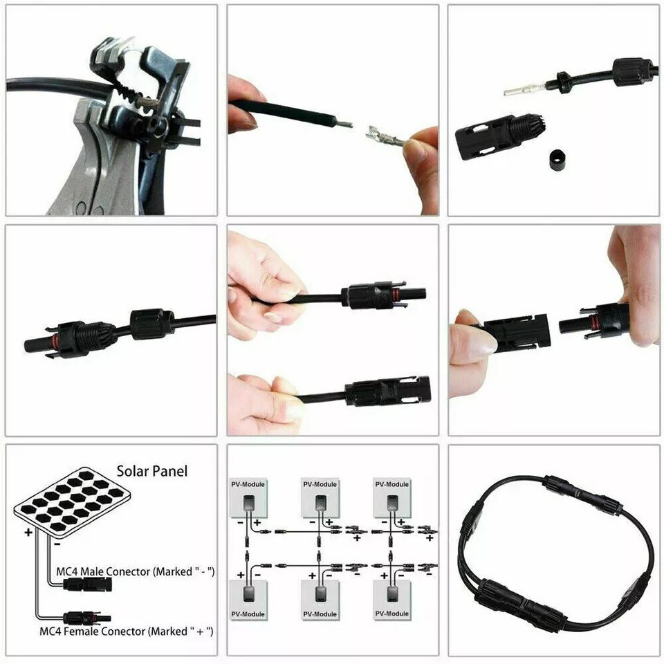 10 Pairs NEW Male + Female Fits MC4 Connector Wire – Solar Panel 30A Waterproof