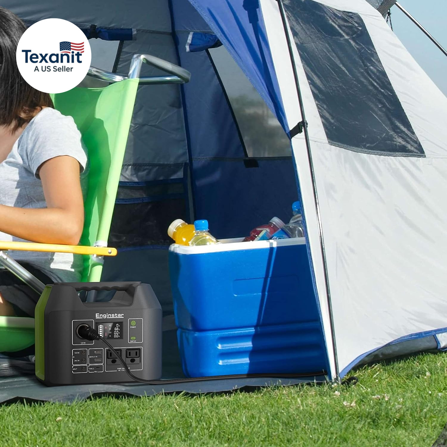 Solar Generator, 300W Portable Power Station, 296Wh Lithium Battery Backup W/Two