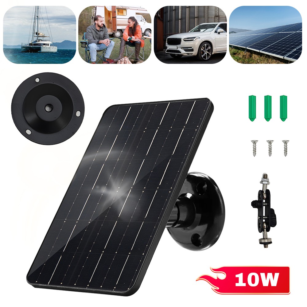5W 10W USB Solar Panel with 9.8ft Cable for Outdoor Rechargeable Battery Camera