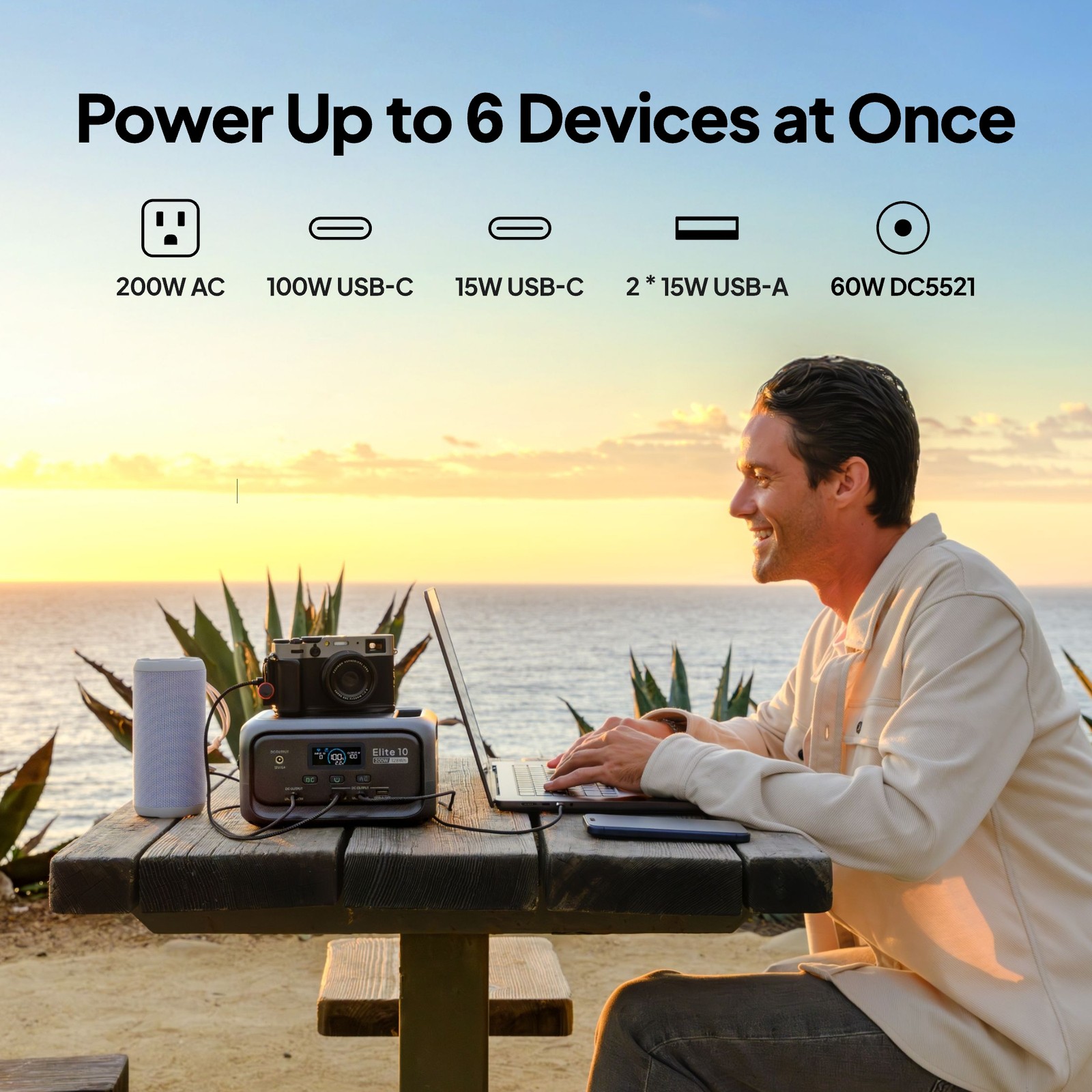 BLUETTI Elite 10 200W 128Wh Portable Mini Power Station LiFePO₄ for Camping