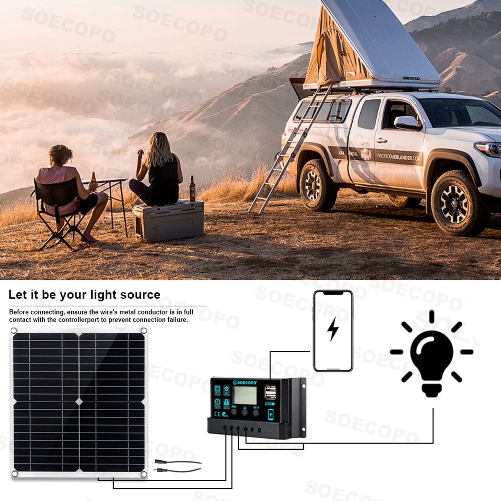 10000W Solar System Complete Set Dual USB Inverter 220V 300W Solar Panel 100AE2