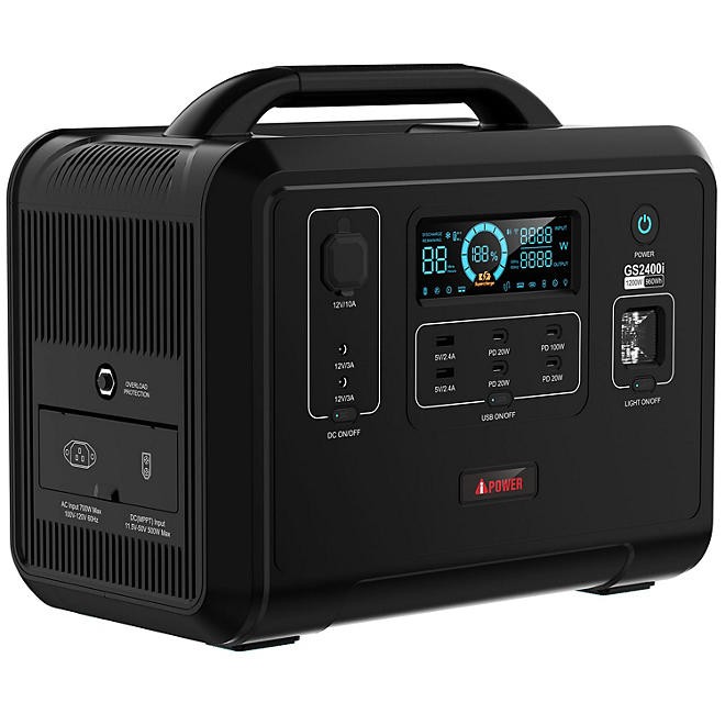 A-iPower Portable Power Station 2400-Watt Peak LiFePO4 Battery With Rapid Charge
