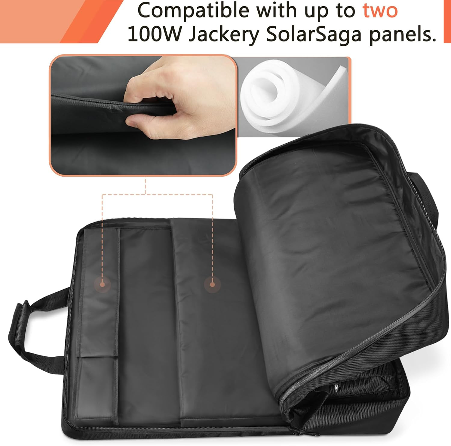Solar Panel Storage Bag Compatible with 2 Jackery 100W / 200W, Padded Portable S