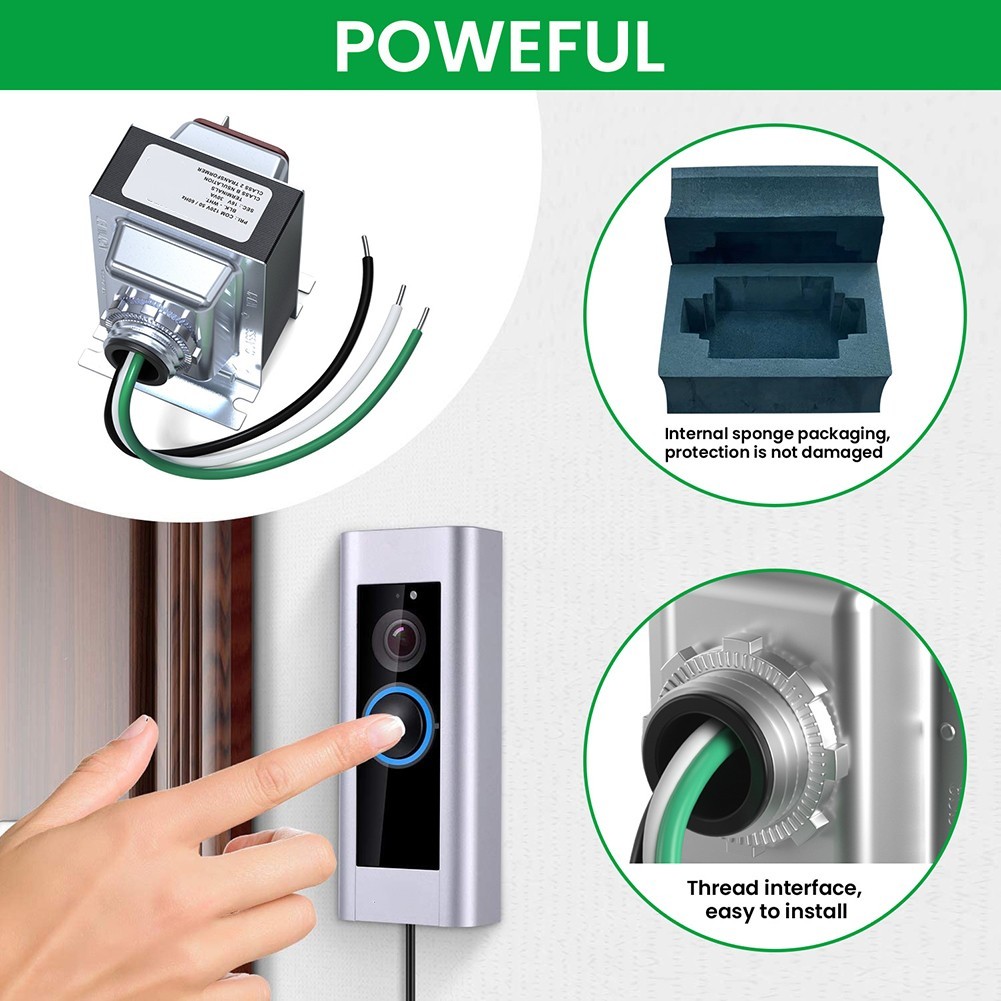 Shielded 16V30VA Transformer for Video Doorbell Power Supply Low Voltage Use