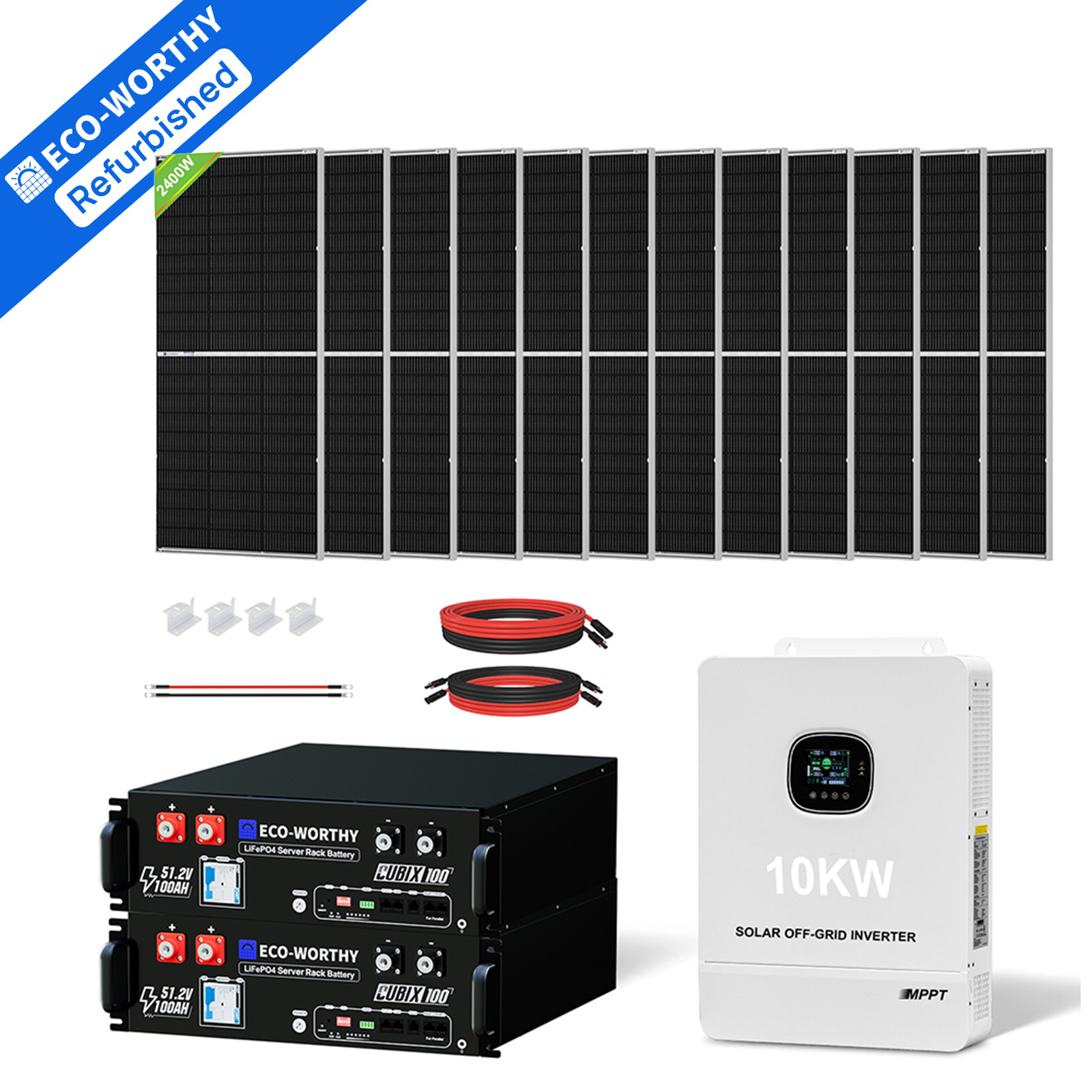 ECO-WORTHY 10KW Output 9.36KWH Off Grid Solar System Complete Kit for Home