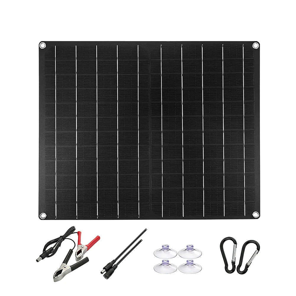 100W Portable Flexible Solar Panel Monocrystalline Waterproof, Dual USB & DC Out