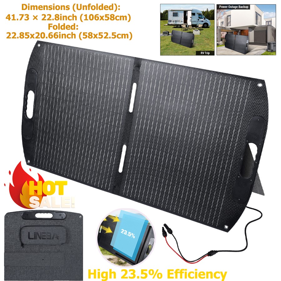 100W Portable Foldable Solar Panel Self-supporting For Outdoor Camping Van Trip