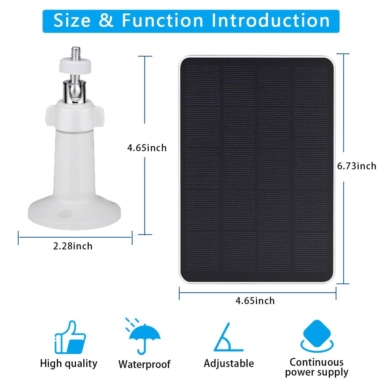 2 Pack Solar Panels Compatible with WYZE Battery Cam Pro, Solar Panels for Wirel
