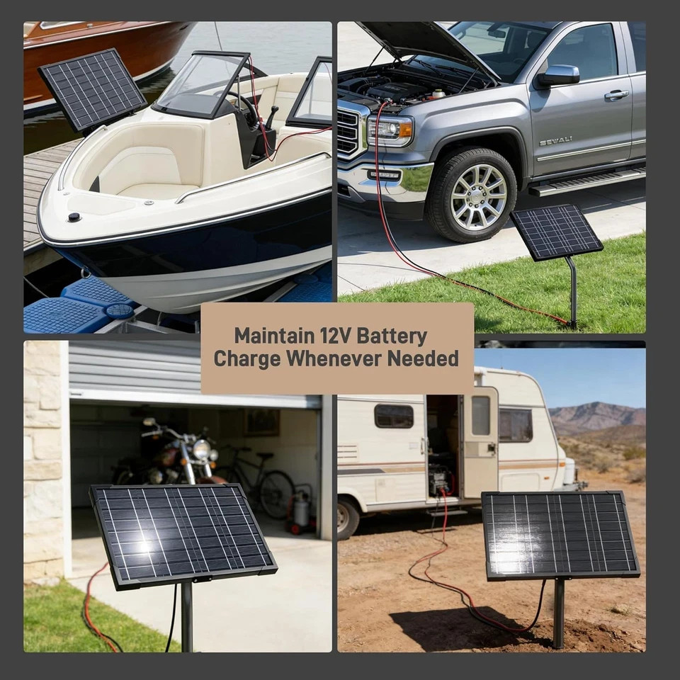 12V Gate Opener Solar Panel：10W Solar Panels Kit for Electric Fence with Smart M