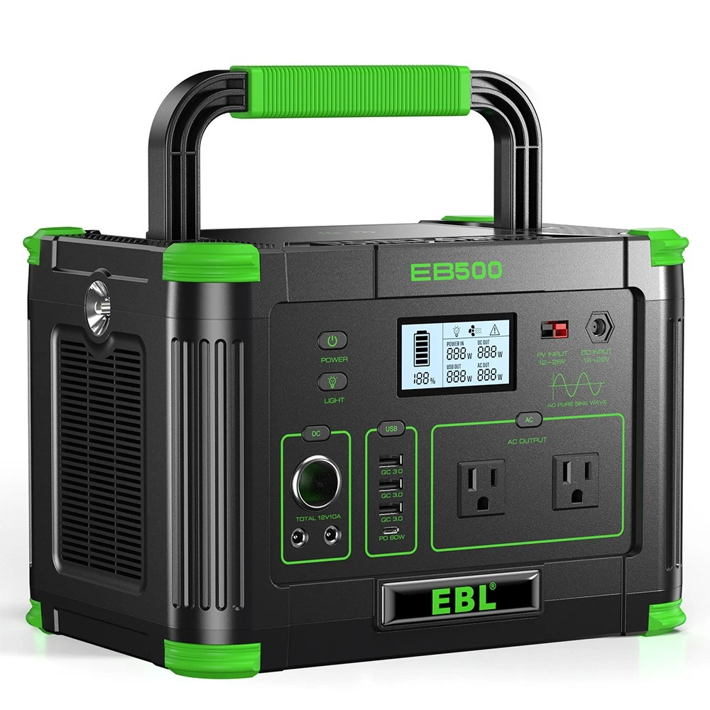 500W 519Wh Power Station Portable Solar Generator RV Backup Battery Camping