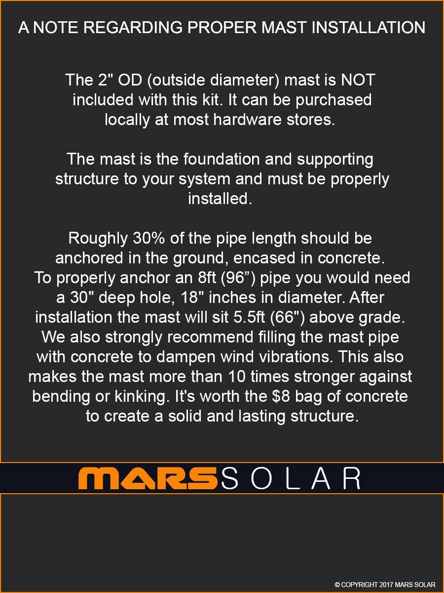 Mars Solar V2.0 Eagle Solar Panel Rack / 2″ (OD) Pole Mount Fits 40W – 700W