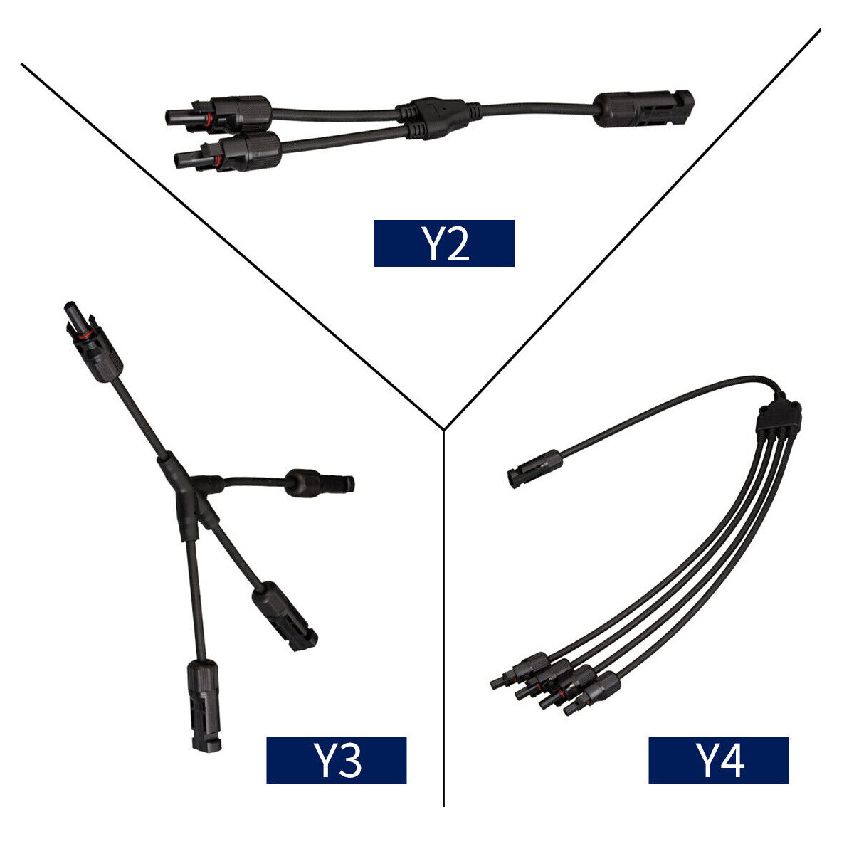 GEYA 1 Pair Y Branch IP67 PV Solar panel Cable Connector 1000V 2/3/4 Male&Female