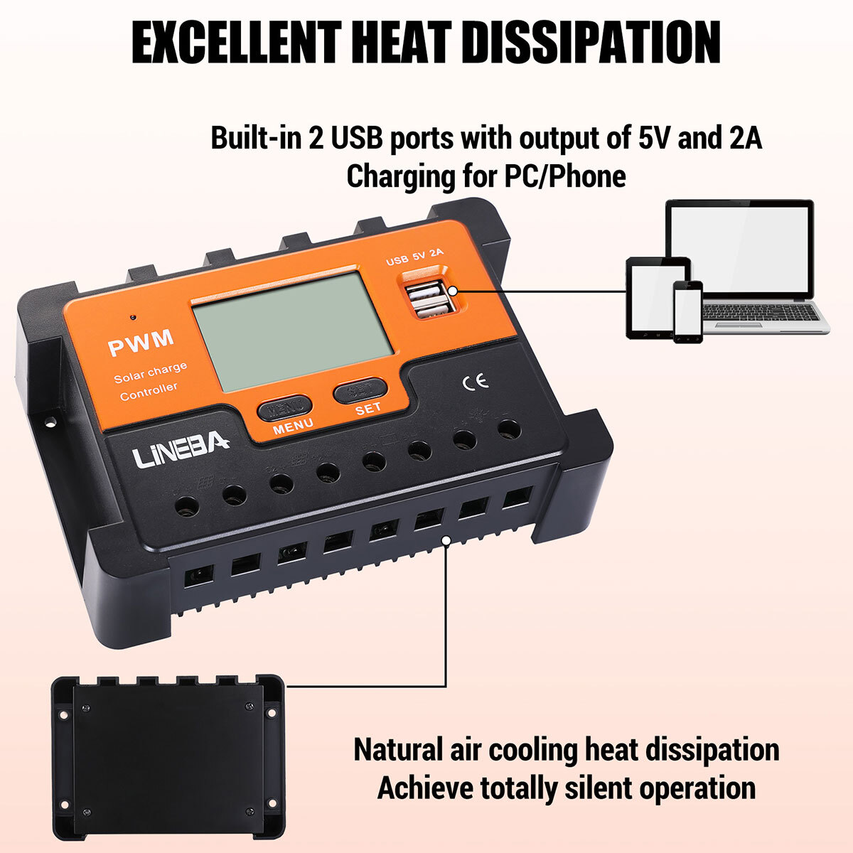 12/24V 30/60/100A MPPT Solar Charge Controller Panel Battery Regulator Dual USB