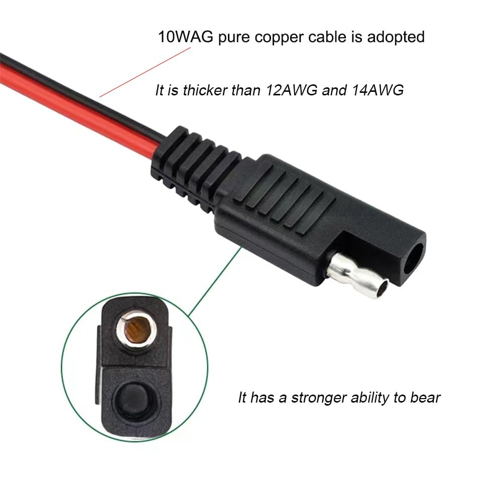 SAE to SAE Quick Disconnect Cable, 10 AWG Solar Panel Extension Connector, 1 …