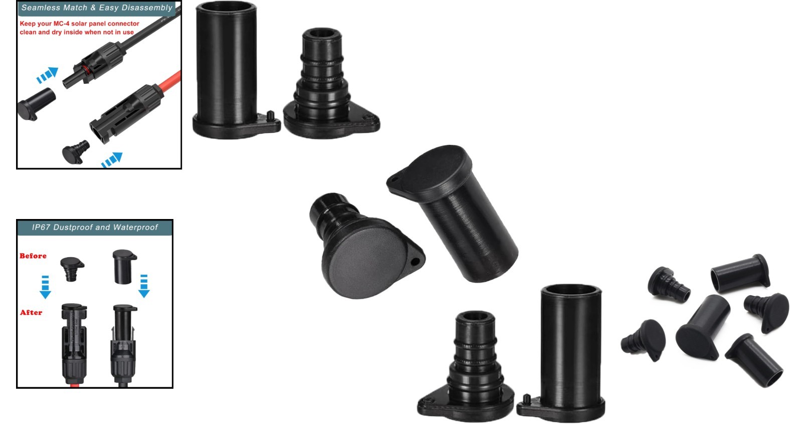Flexible Silicone Solar Connector Caps, Rated – Ideal for All MC-4 Systems