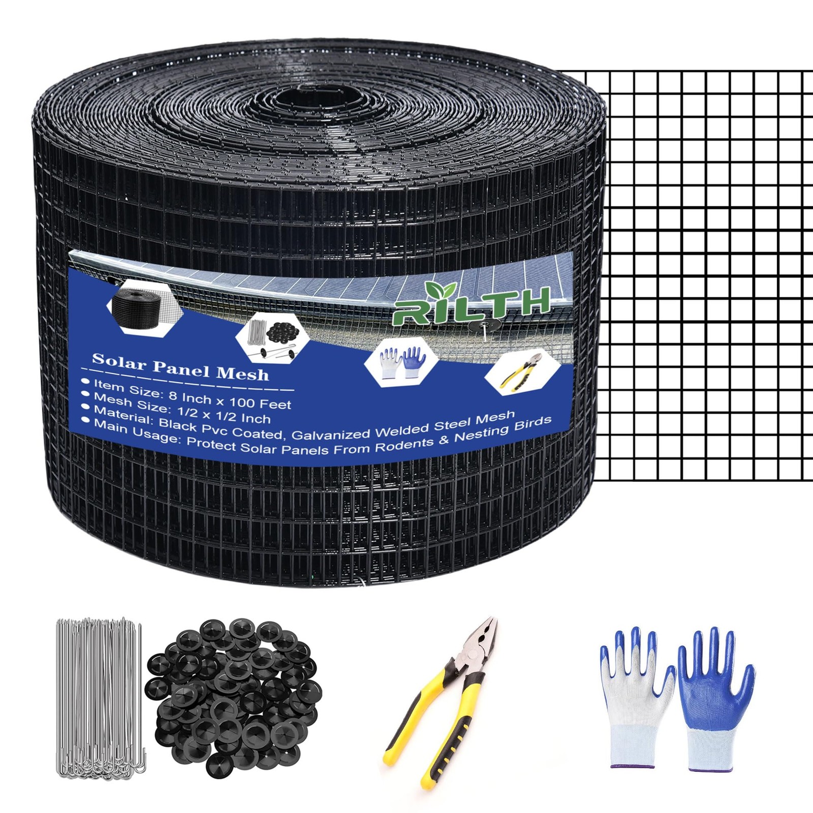 8in X 100ft Critter Guard for Solar Panels, 1/2inch PVC Coated Solar Panel Gu…