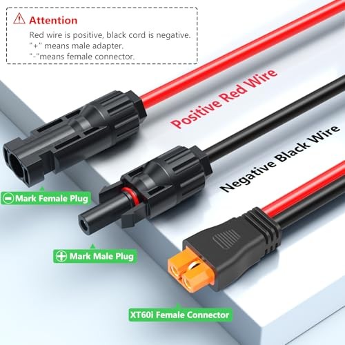 Solar to XT60i Extension Cable 10AWG 10FT XT60i Female to Male 10AWG-10FT