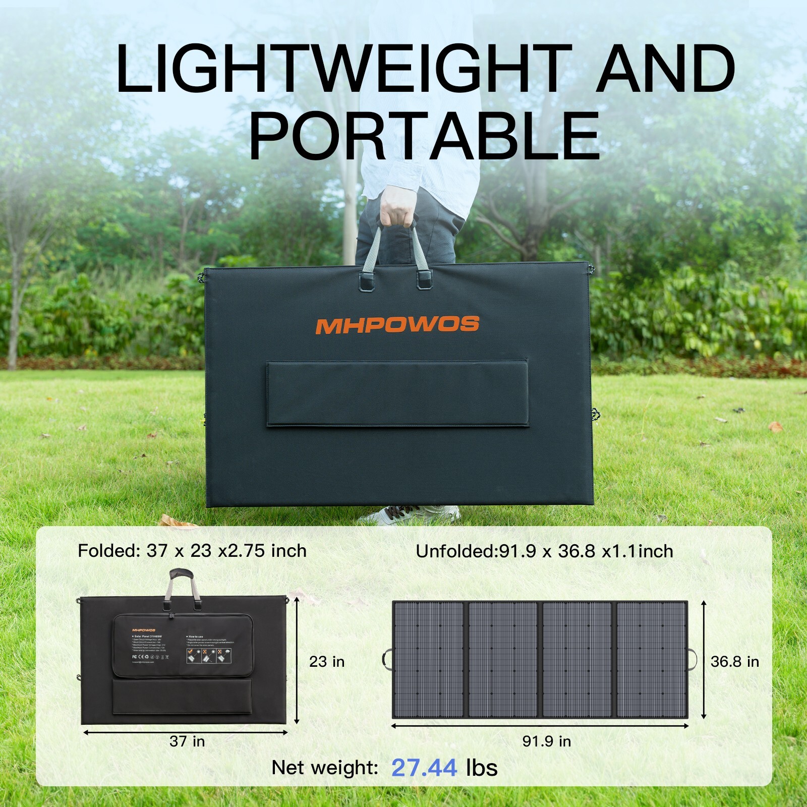 Portable Solar Panel 400 watt for Bluetti AC300 AC500 EP500Pro Power Station