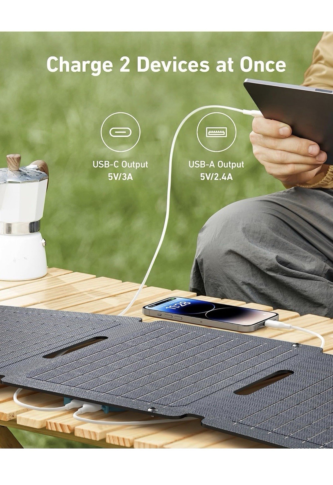 Anker Solix PS30 Solar Panel, 30W Foldable Portable Solar Charger, IP65 Water an