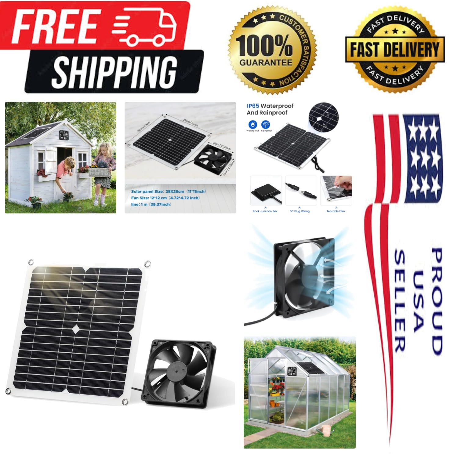 Solar Panel Fan Kit, 12W Weatherproof Solar Panel with DC Fan for Small Chick…