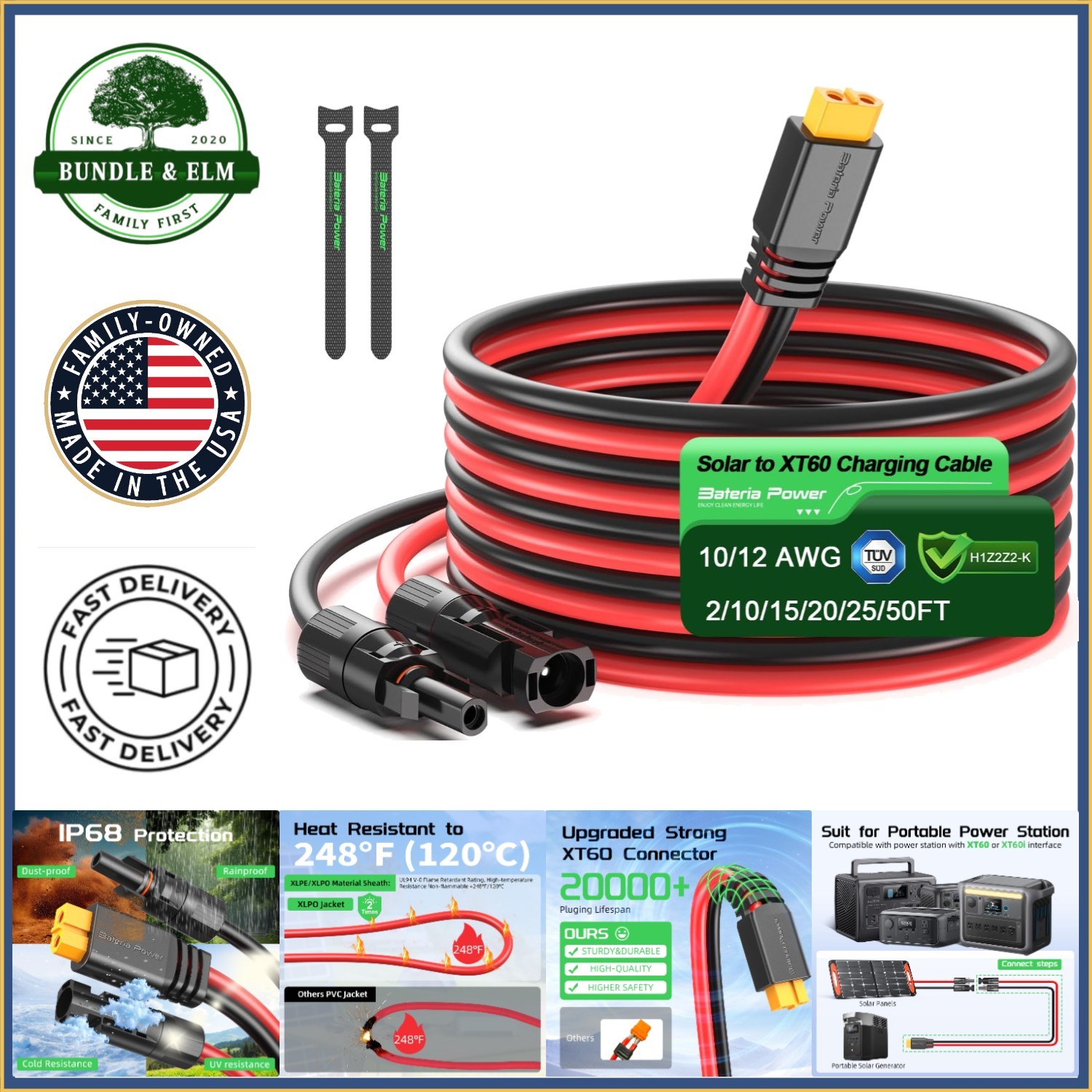 Outdoor Use Solar to XT60 Cable for Connecting Solar Panels and Power Stations