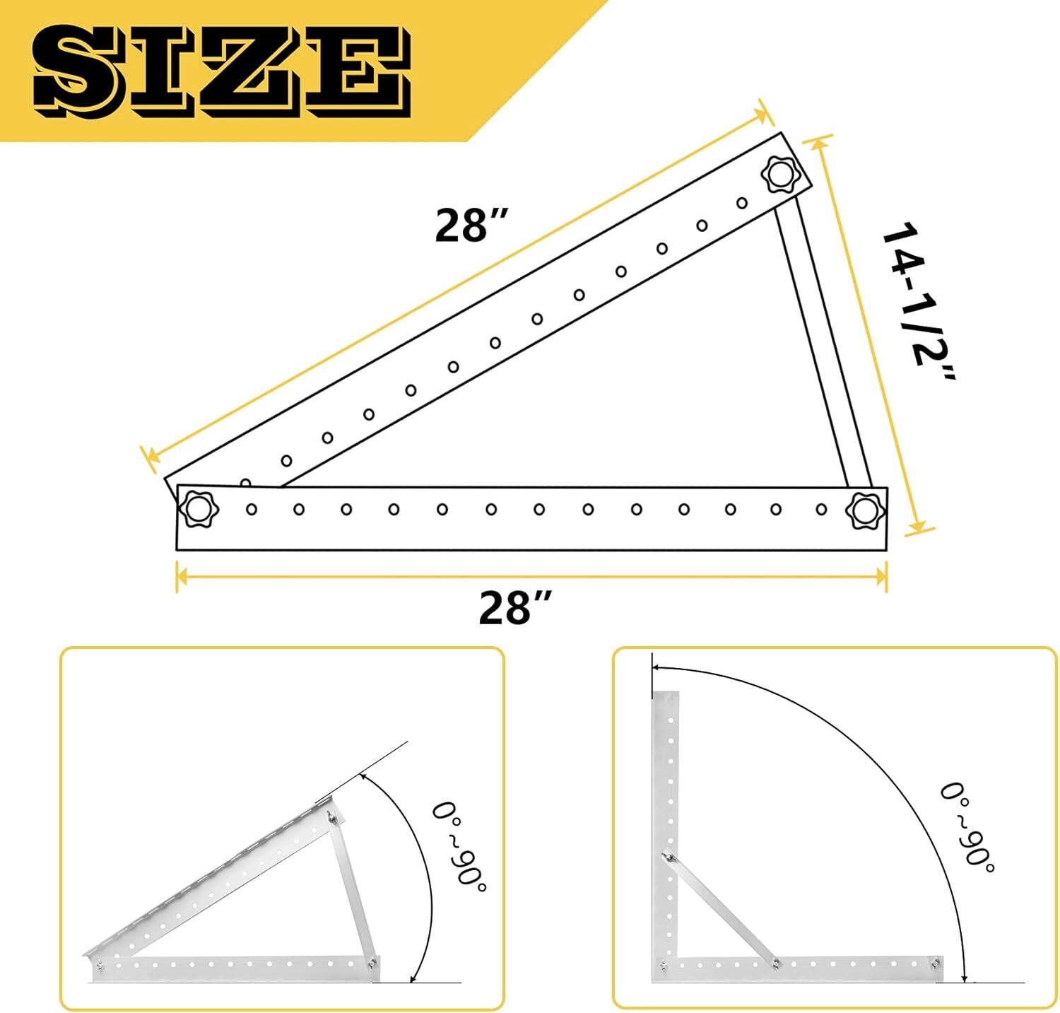 28″ Solar Panel RV Tilt Mount Brackets Ground Roof Flat Surface Adjustable Fram