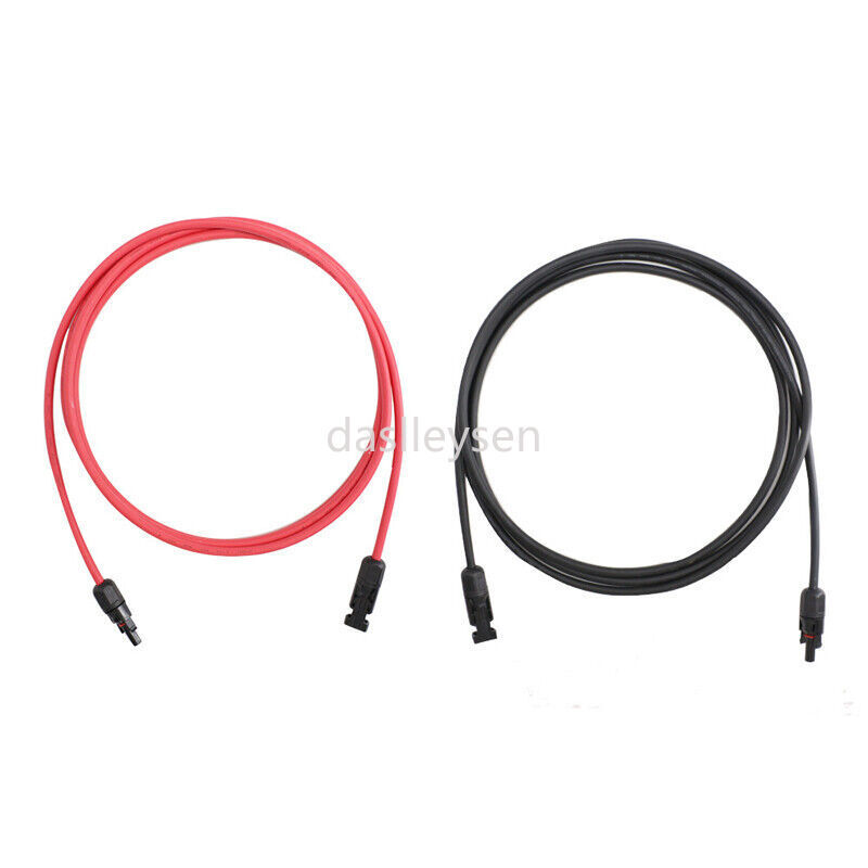 Black+Red 10 AWG Solar Panel Extension Cable Silicone Flexible Wire Connectors