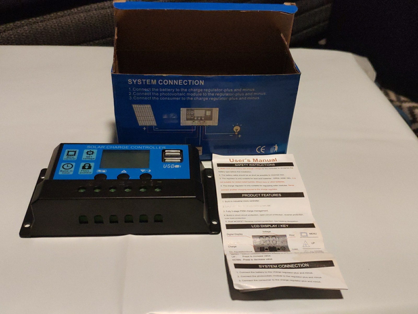 New Solar Charge Controller/Regulator 2 USB 10W 12/24V 130/260W & 50W Max
