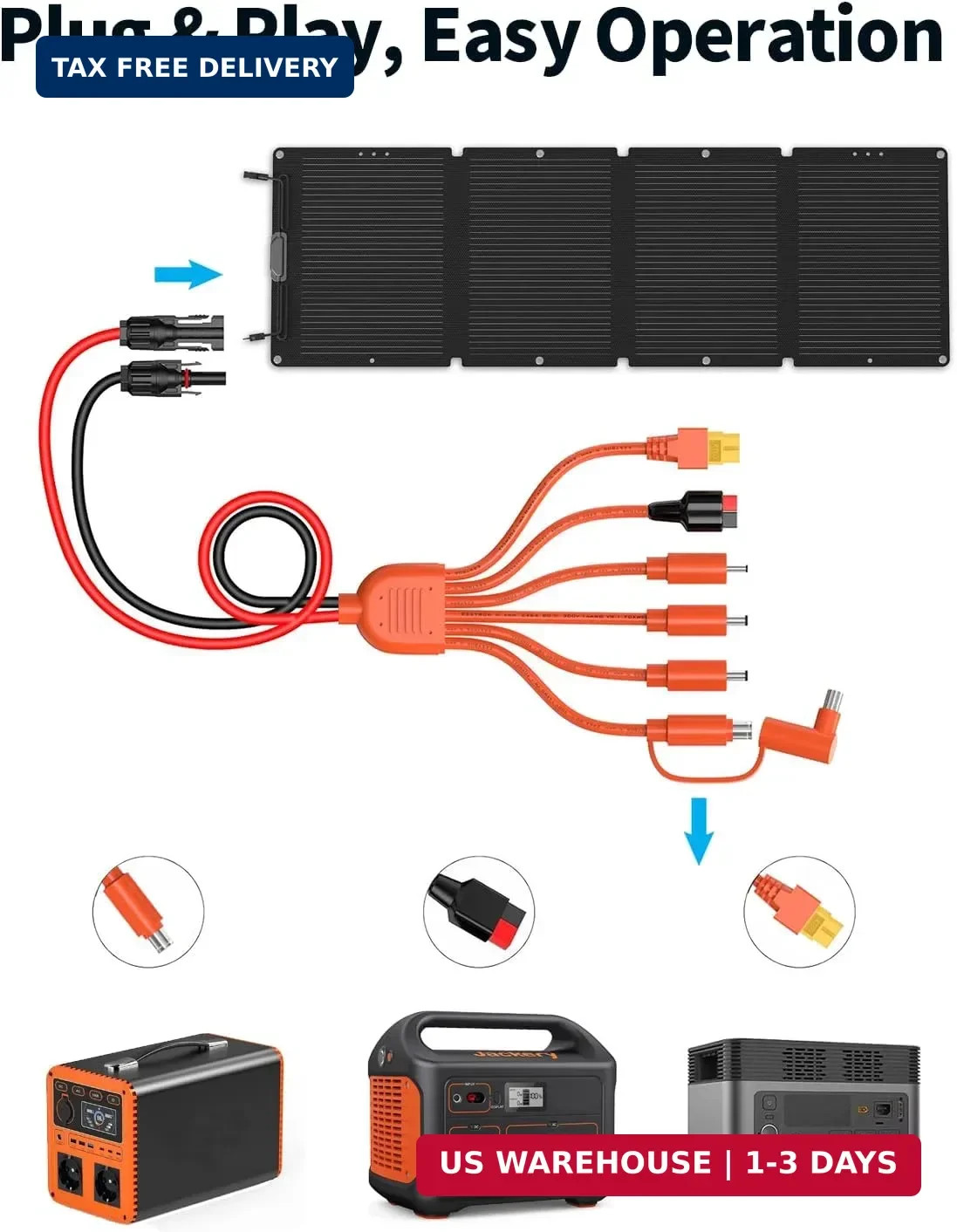 Tonton 7-in-1 Solar Panel Connector Kit, Universal M-C-4 Cable to DC 8mm XT60 An