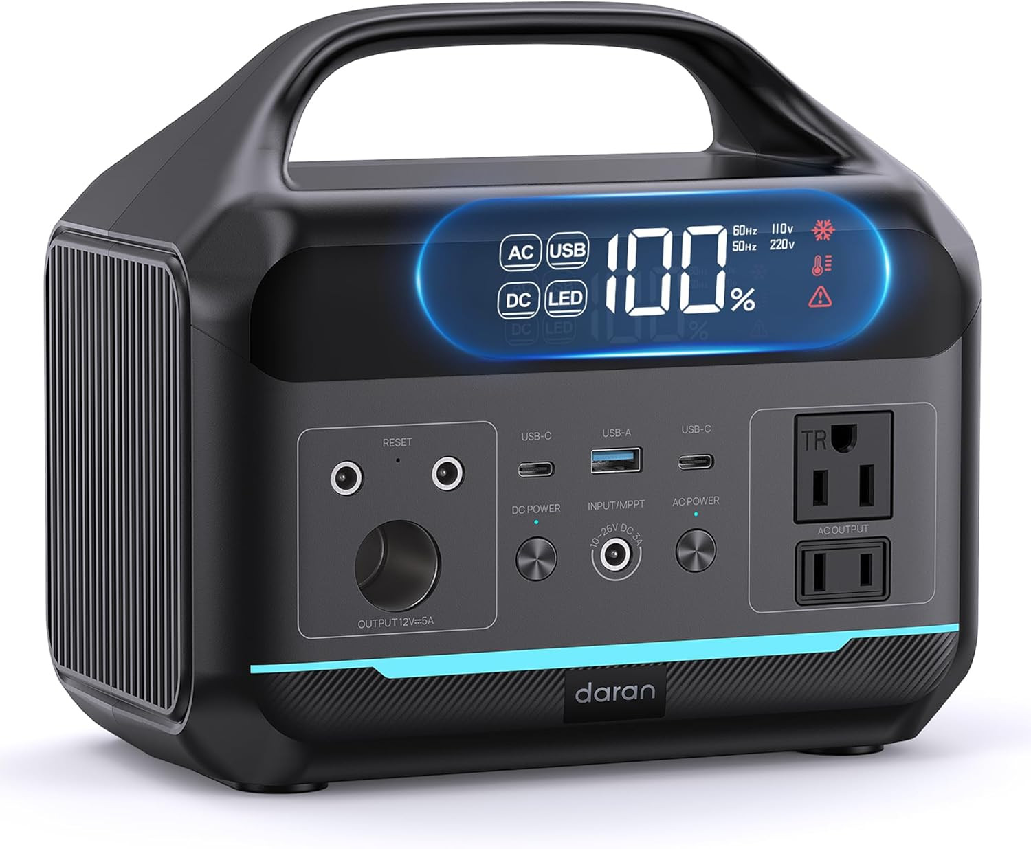 DARAN Portable Power Station 300W, 192Wh Lifepo4 Battery, Solar Generator with 1