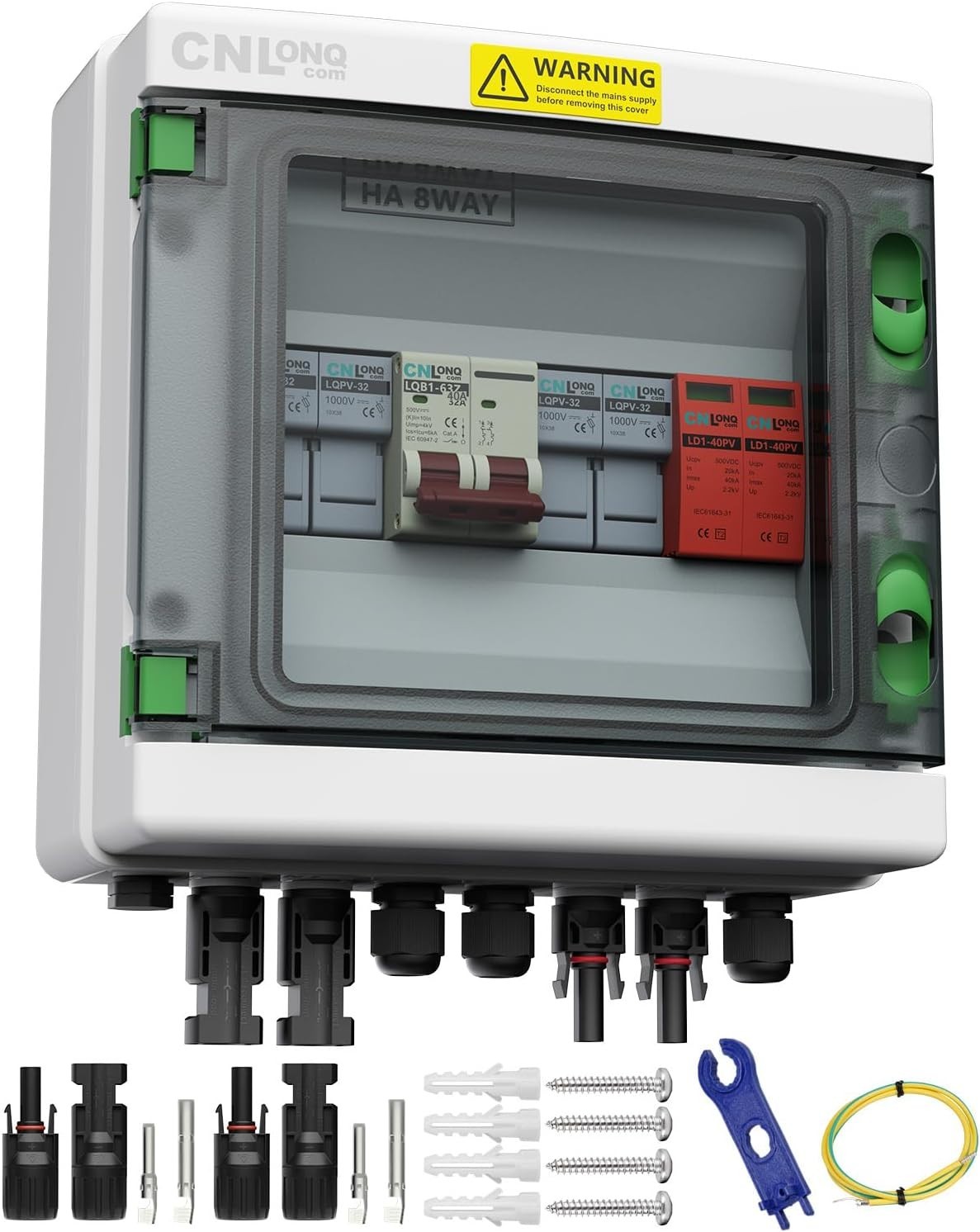 2 String Solar Combiner Box DC500V 40A with Circuit Breaker