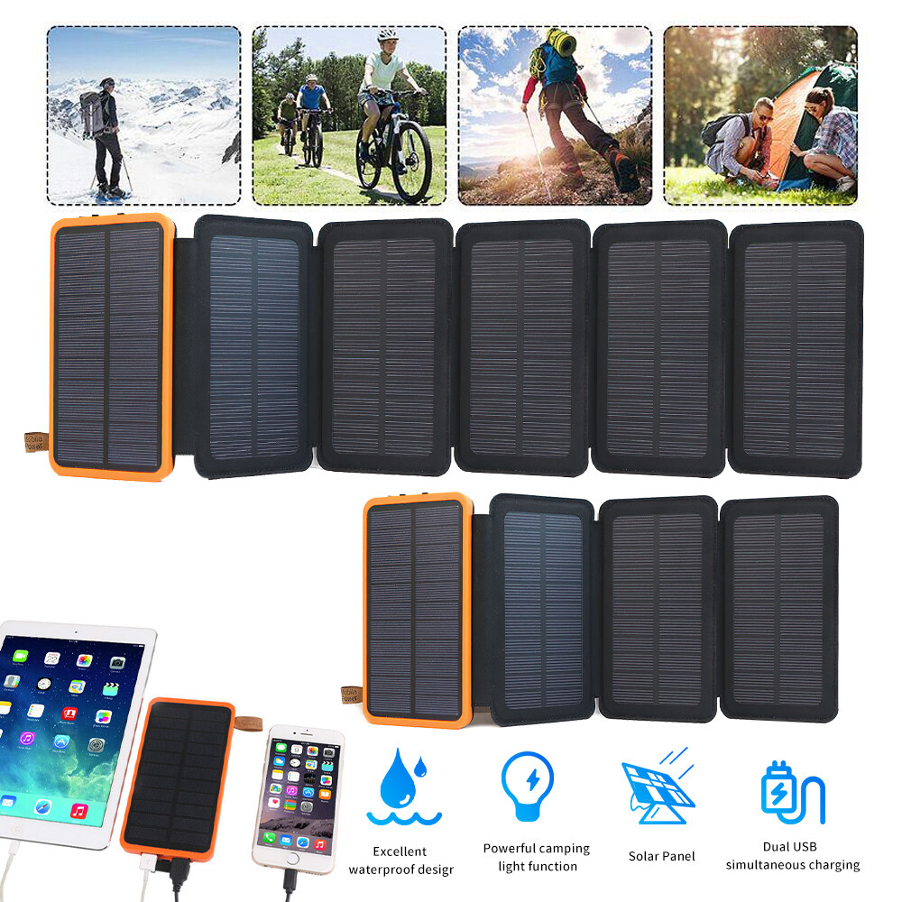46800mah Portable Solar Mobile Phone Charger Panel Power Bank Waterproof Outdoor