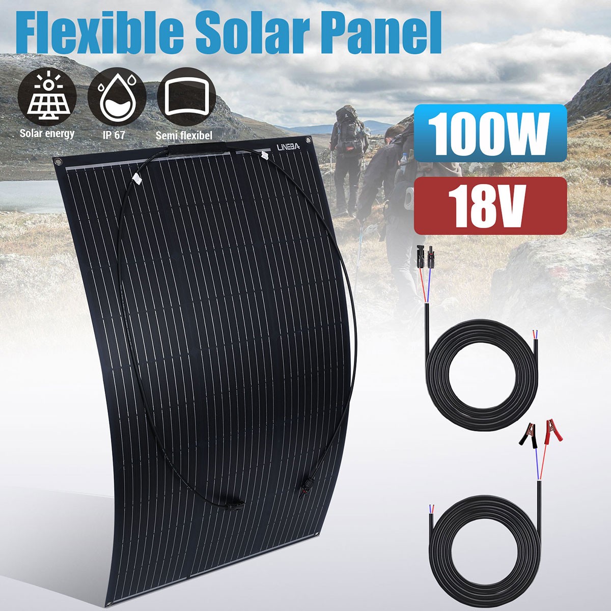 400W 200W 100W Semi-flexible Mono Solar Panel Kit for RV/Car battery/Home/Camper