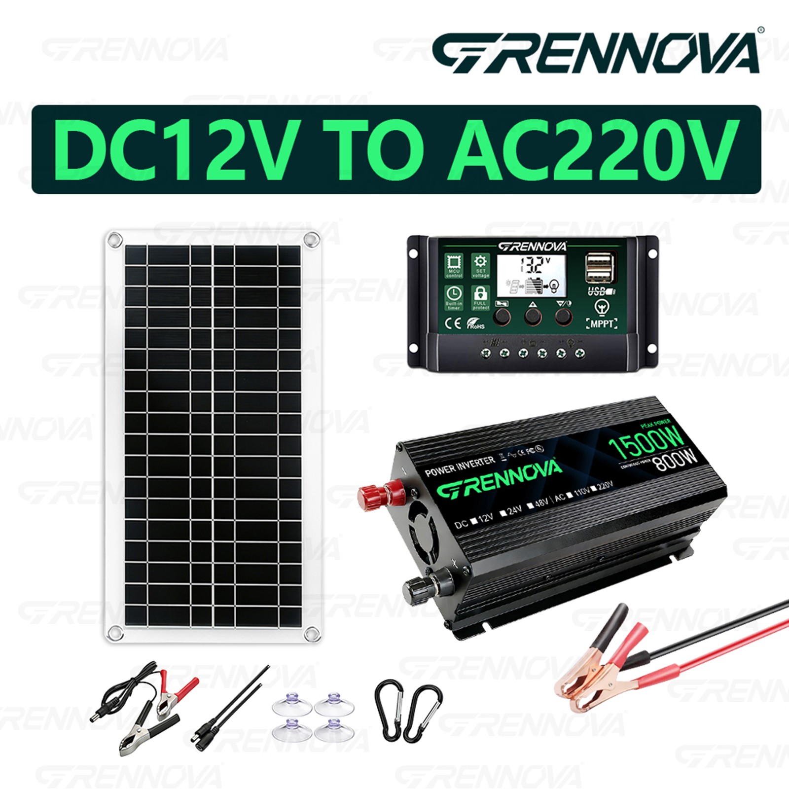 Grennova 1500W Solar Kit 30W 60A MPPT Off-Grid Home RV Backup