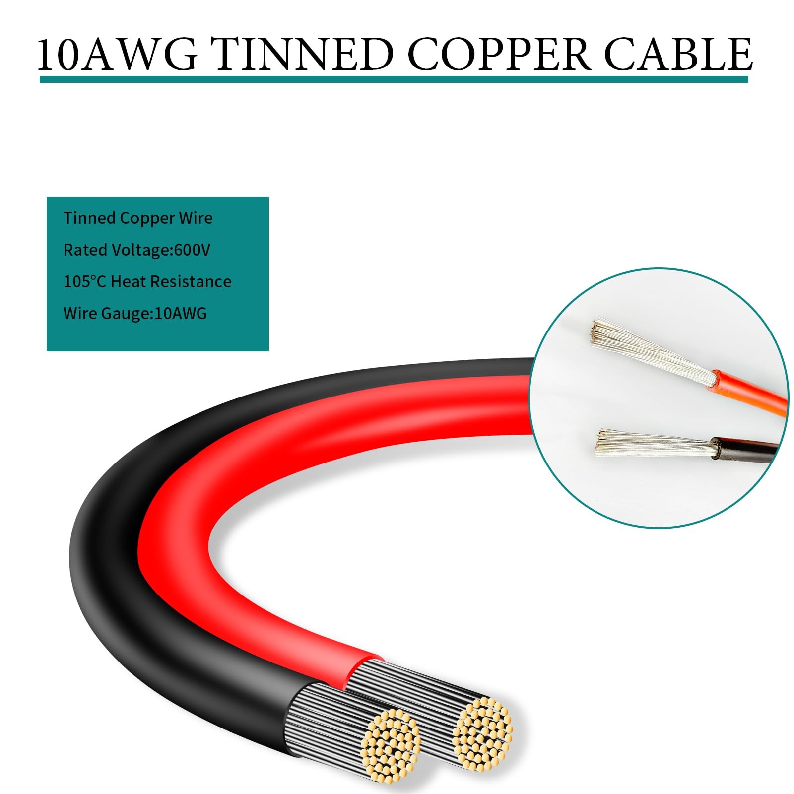 10AWG Tinned Copper Wire XT60i to Solar Panel Connector 20FT – 600V Heavy-Duty