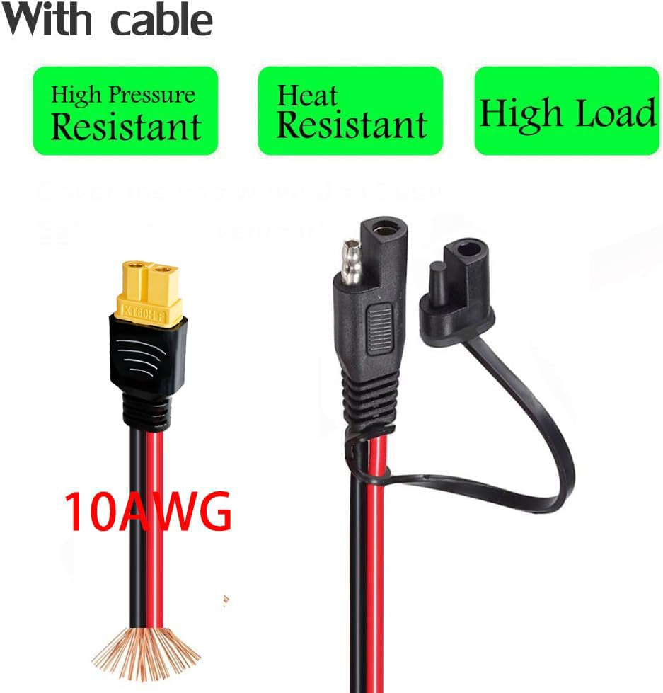 10AWG SAE to XT60 Connector Extension Cable,With 15A Protection Fuse for Safety,