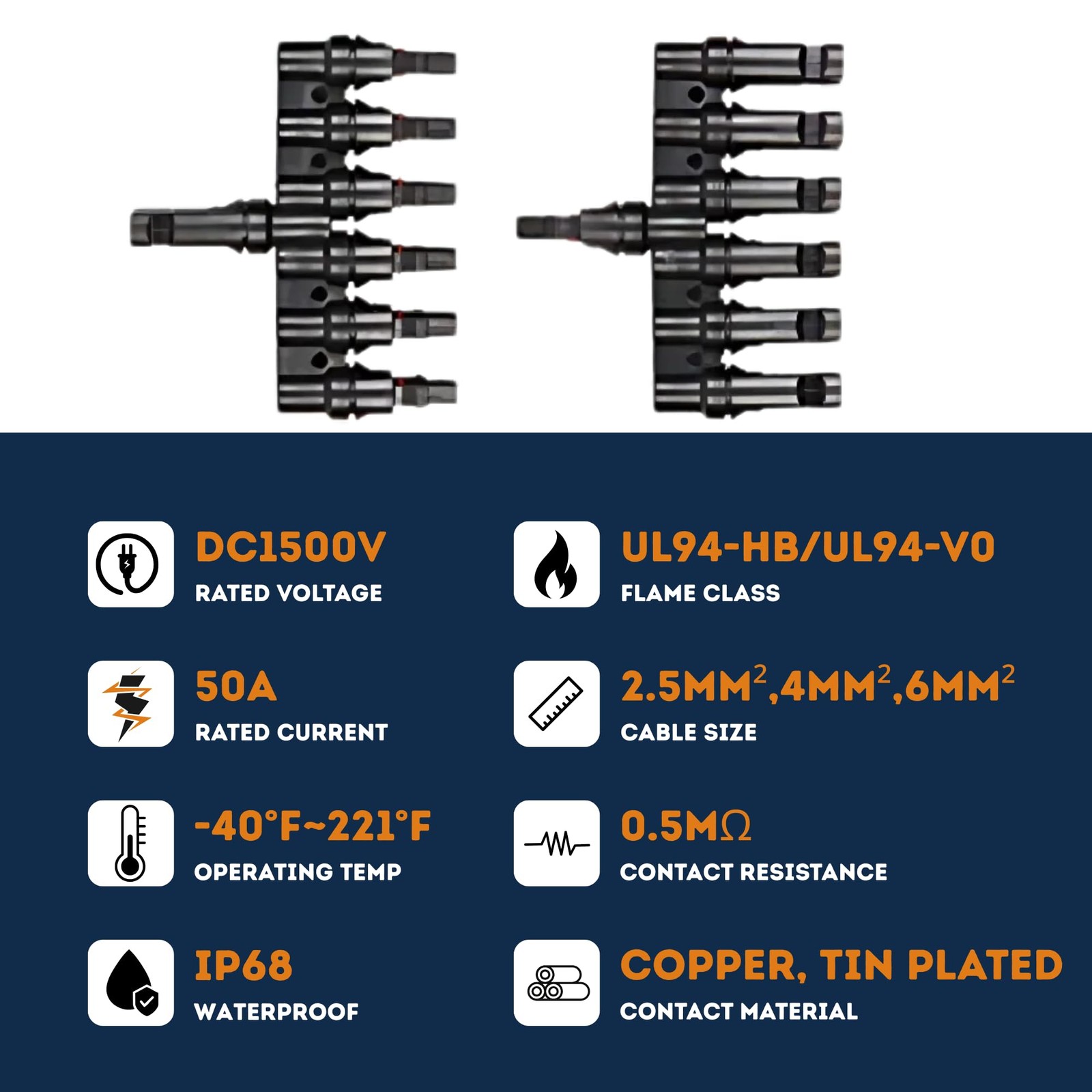 Solar Panel Connector 1to2, 1to3, 1to4, 1to5, 1to6 (1T6)