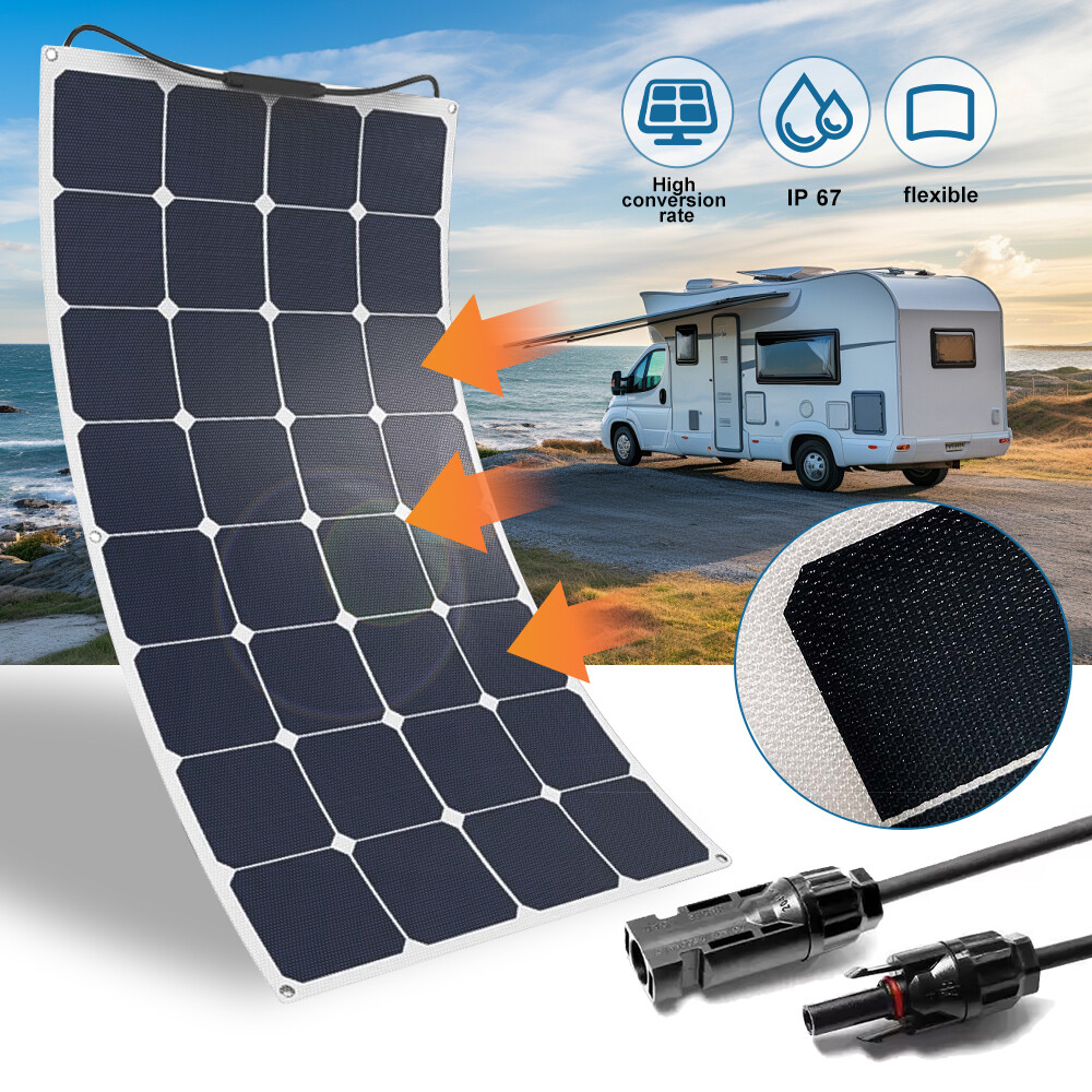 200 300W Watt Flexible Mono Solar Panel 12V Battery Charge Home RV Boat Off Grid