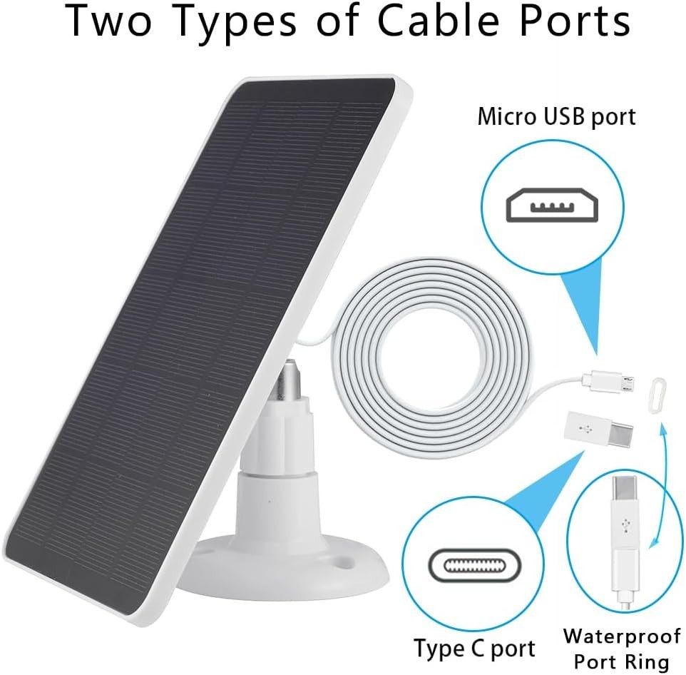 360° Adjustable Solar Panel for WYZE & Eufy Cameras – 10ft Micro USB Included