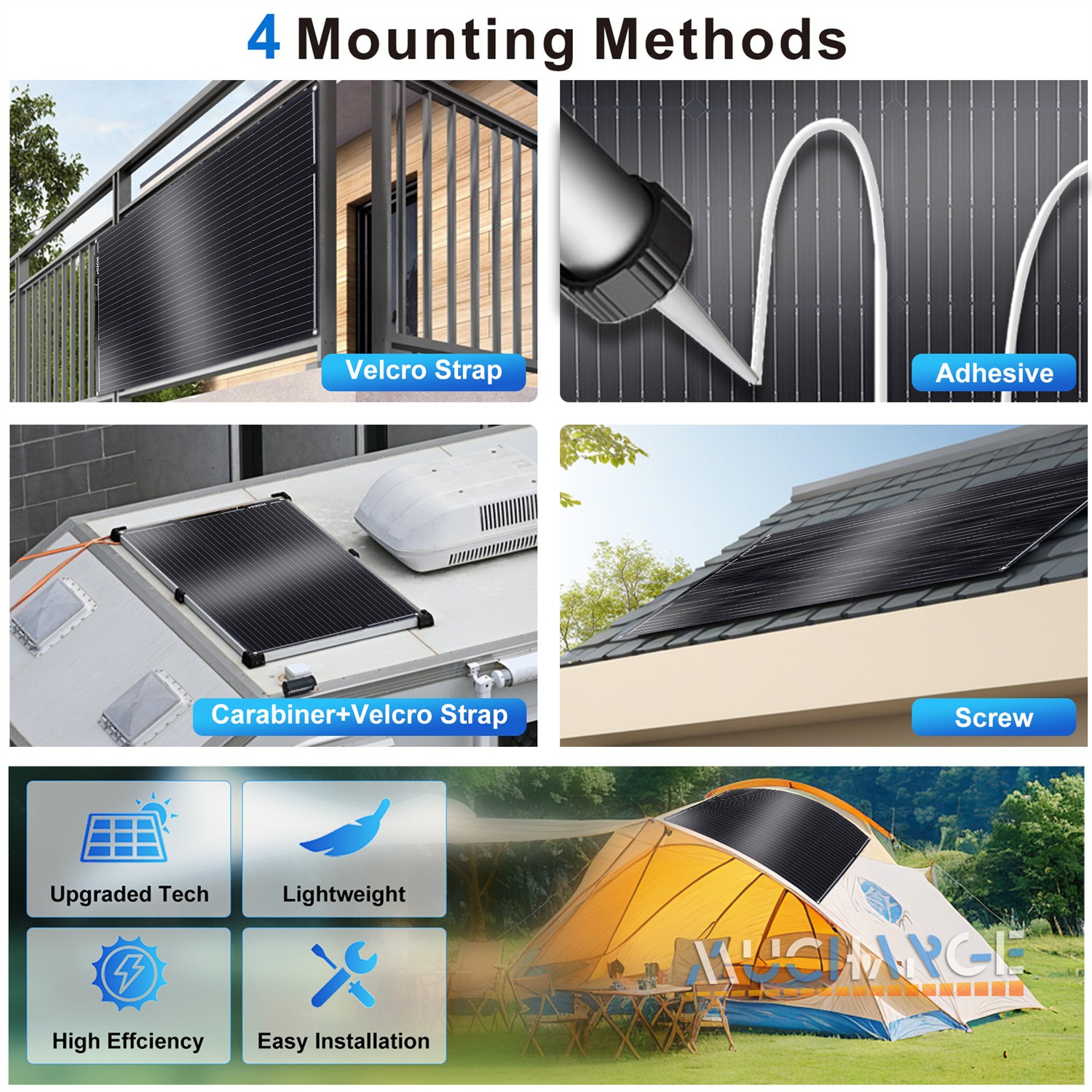 200/400W Flexible Solar Panel Mono Portable Power Camping Home RV Battery Charge