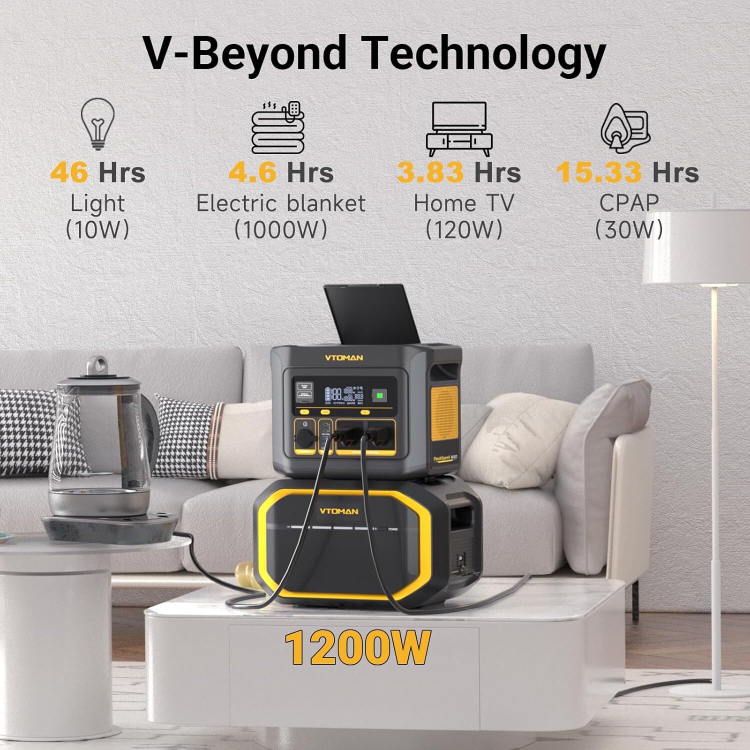 VTOMAN FlashSpeed 600, Portable Power Station 499Wh, 70Min Fully Charged,LiFePO4