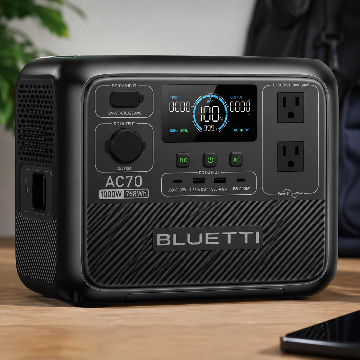 BLUETTI AC70 Portable Power Station 768Wh 1000W LiFePO4 Fast Charging USA
