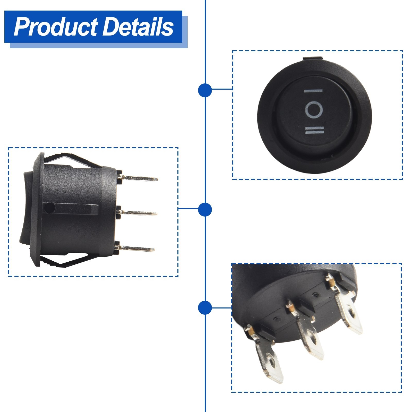 Convenient Package of 4 Momentary Rocker Switches 3 Pin 3 Position ON Off ON