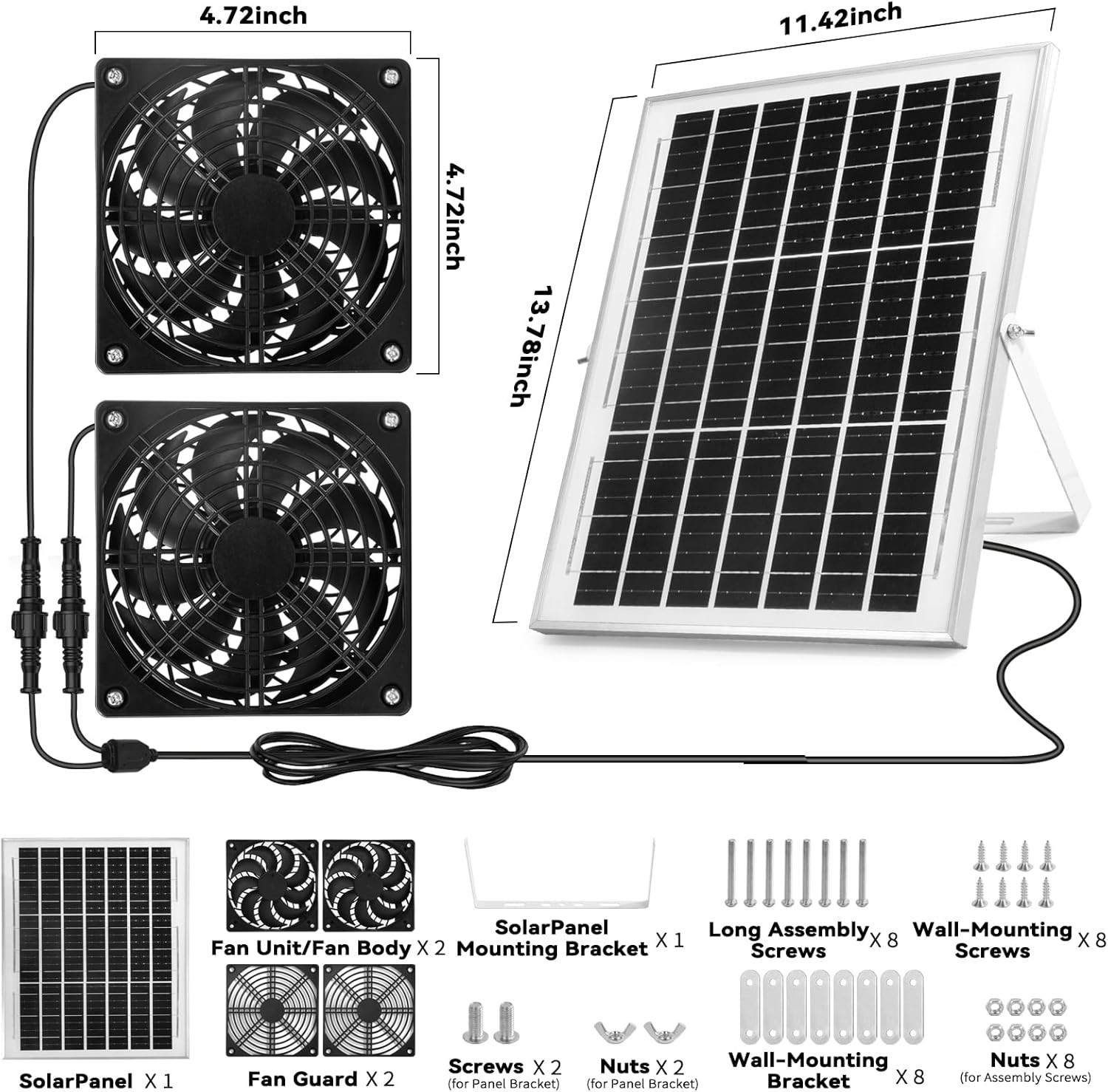 Versatile Solar Powered Dual Fan Kit for Outdoor Spaces – Easy to Install