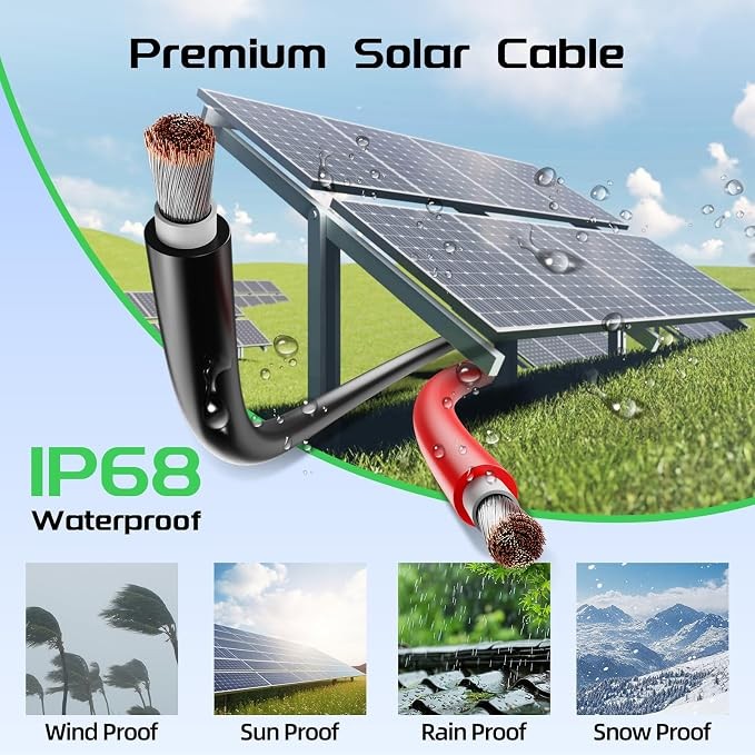 100FT 10 AWG Solar Panel Extension Cable PV Wire Solar Connectors Pair 6mm²