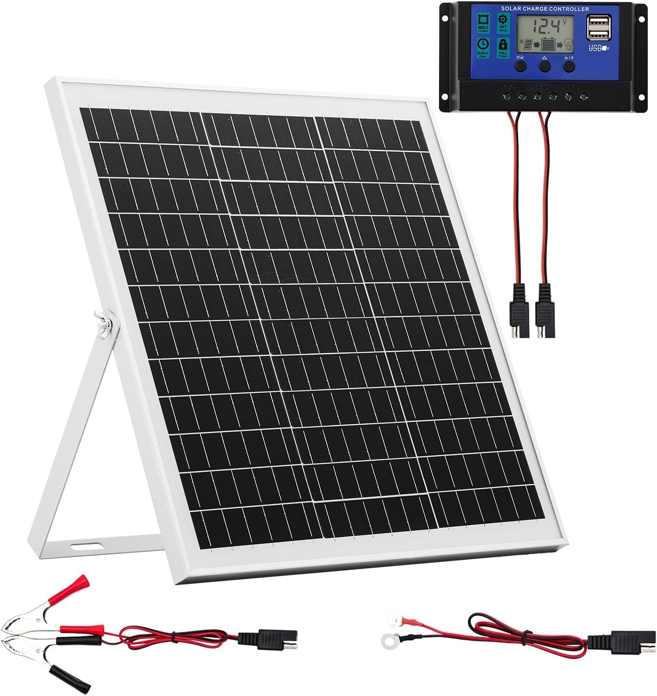 20W 12V Solar Panel Battery Charger, Solar Battery Trickle Charger Maintainer…