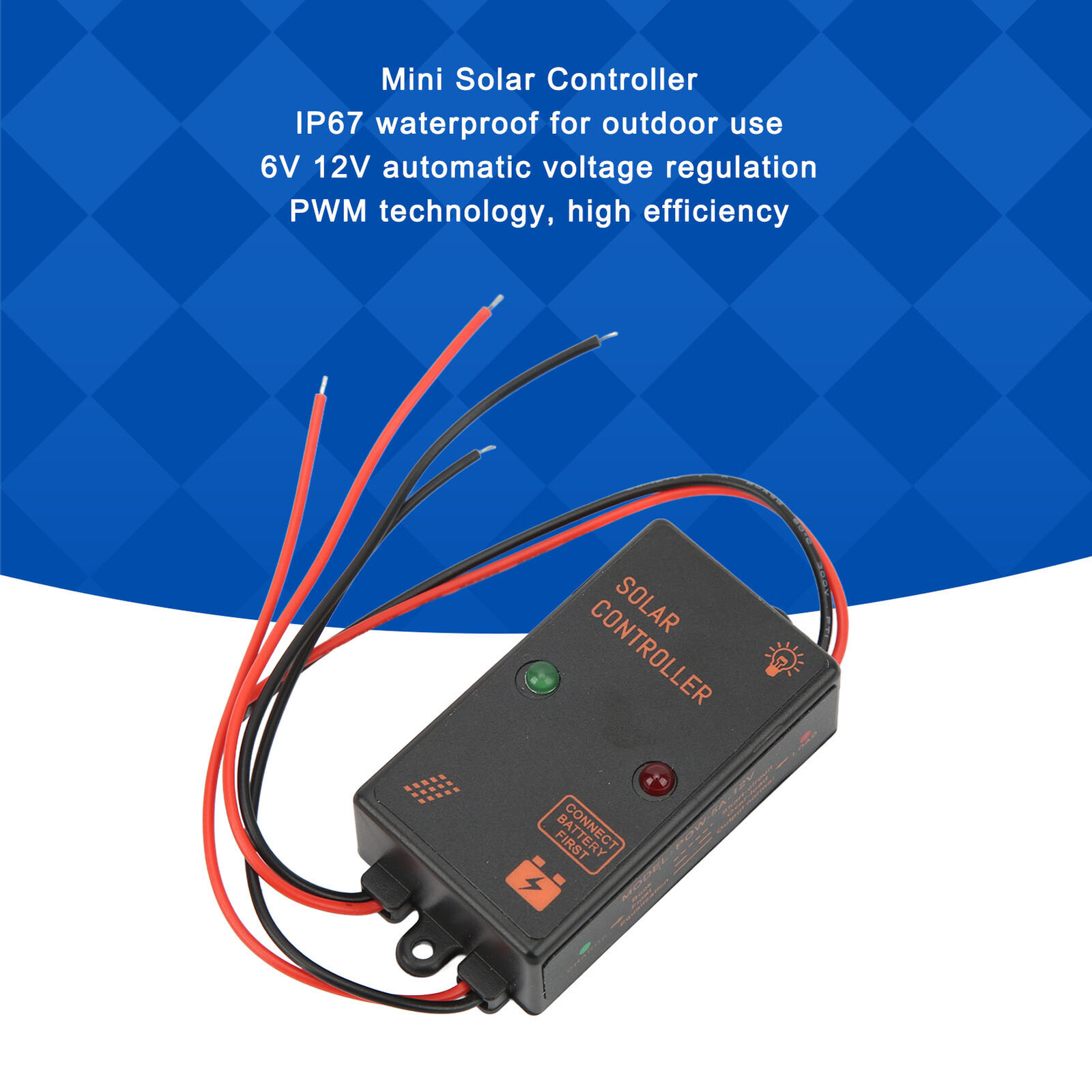 Solar Panel Controller IP67 Waterproof 24H Work PWM Charge Controller 5A 6V 12V