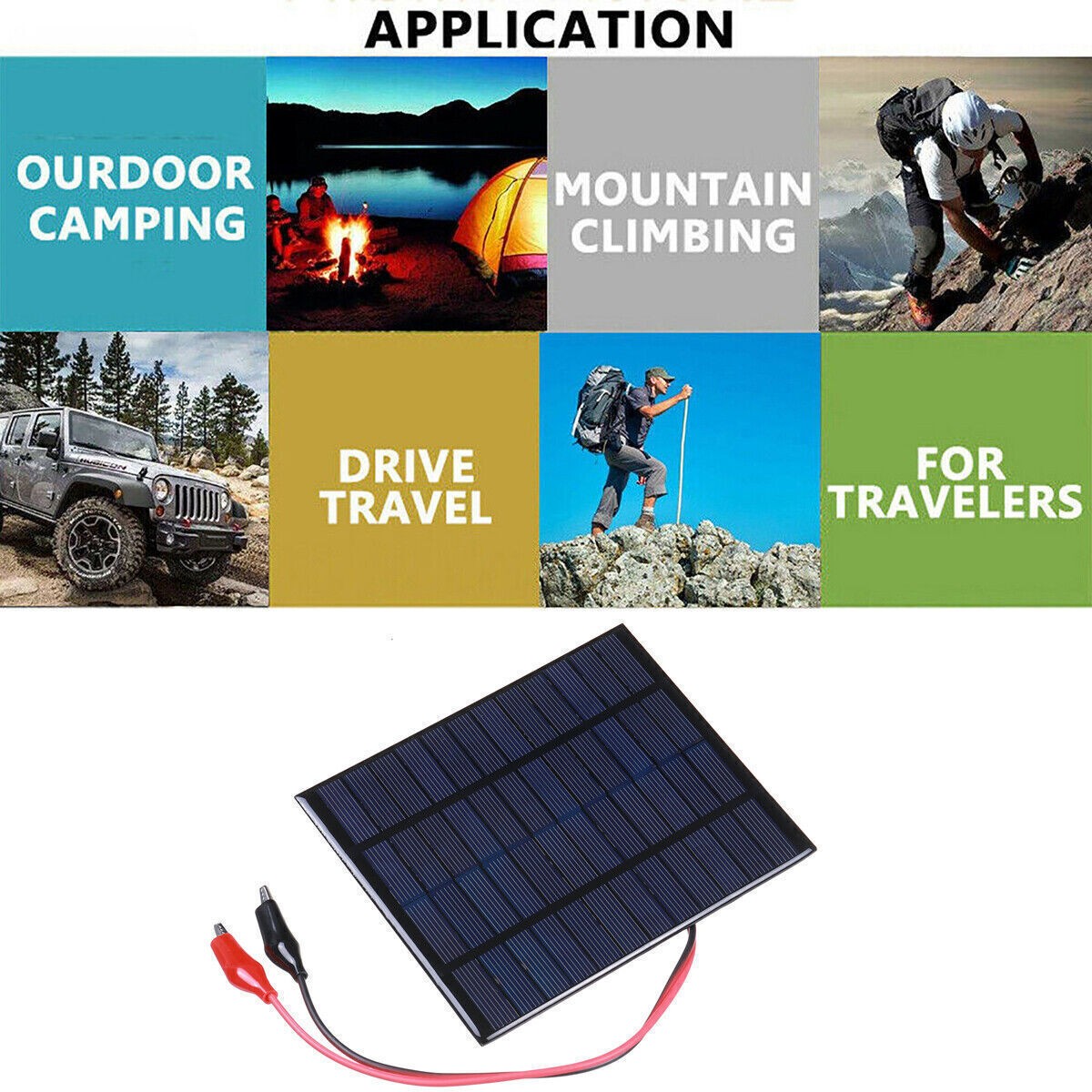 3W 12V Black Solar Panel Polysilicon for Car RV Marine Camping Battery Charger